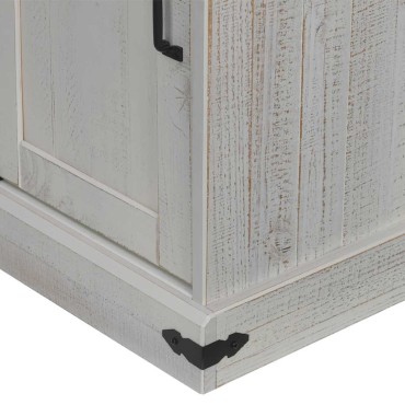 vidaXL Sideboard HALDEN με συρόμενη πόρτα Λευκό 80x40x80cm μασίφ ξύλο 1 τεμ.