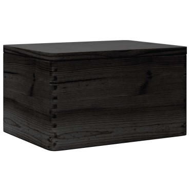 vidaXL Ξύλινο κουτί με καπάκι Μαύρο 40x30x23 cm από μασίφ ξύλο πεύκο