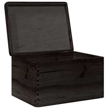 vidaXL Ξύλινο κουτί με καπάκι Μαύρο 40x30x23 cm από μασίφ ξύλο πεύκο