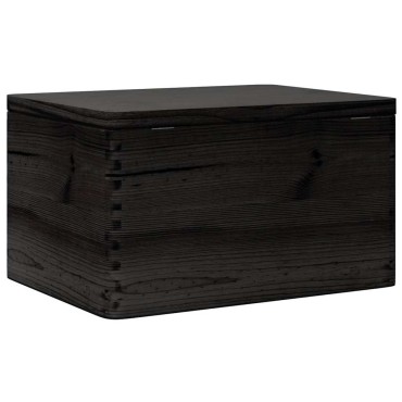 vidaXL Ξύλινο κουτί με καπάκι Μαύρο 40x30x23 cm από μασίφ ξύλο πεύκο