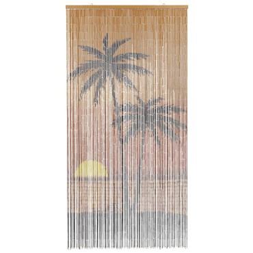 vidaXL Έντομο κουρτίνα πόρτας Palm Tree Print 100x220 cm Μπαμπού