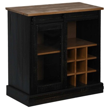 vidaXL Sideboard HALDEN με συρόμενη πόρτα Μαύρο 80x40x80cm 1 τεμ.
