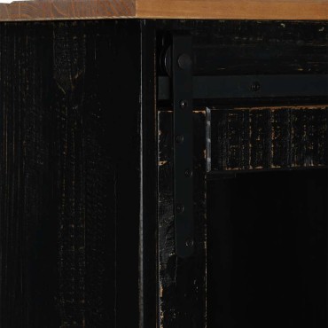 vidaXL Sideboard HALDEN με συρόμενη πόρτα Μαύρο 80x40x80cm 1 τεμ.