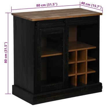 vidaXL Sideboard HALDEN με συρόμενη πόρτα Μαύρο 80x40x80cm 1 τεμ.