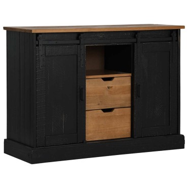 vidaXL Sideboard HALDEN 2 συρόμενες πόρτες μαύρο 112x40x80cm 1 τεμ.