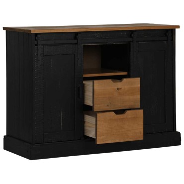 vidaXL Sideboard HALDEN 2 συρόμενες πόρτες μαύρο 112x40x80cm 1 τεμ.