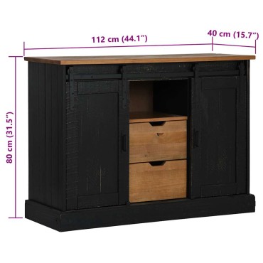 vidaXL Sideboard HALDEN 2 συρόμενες πόρτες μαύρο 112x40x80cm 1 τεμ.