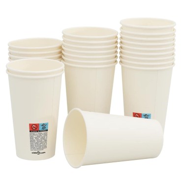 vidaXL Χάρτινα κύπελλα καφέ 1000 τεμάχια 16oz 400ml Λευκό