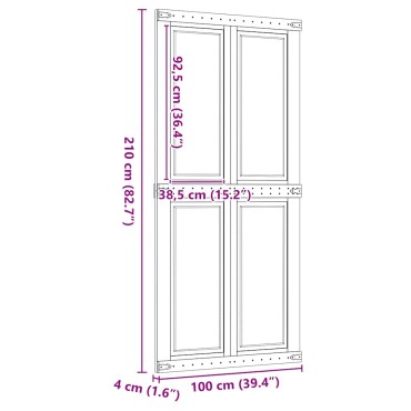 vidaXL Πόρτα αχυρώνα CORONA 100x210 cm από μασίφ ξύλο πεύκο