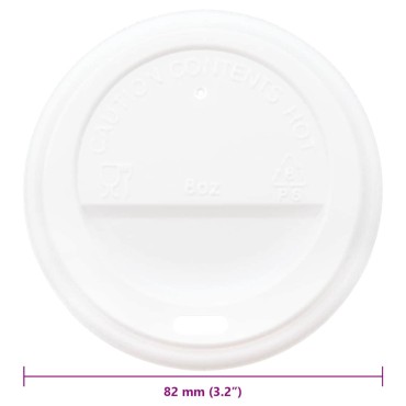 vidaXL Χάρτινα καπάκια καφέ Ø80 mm 8oz 1000 τεμάχια Λευκό πλαστικό