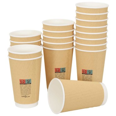 vidaXL Χάρτινα ποτήρια καφέ 500 τεμάχια 16oz 400ml καφέ