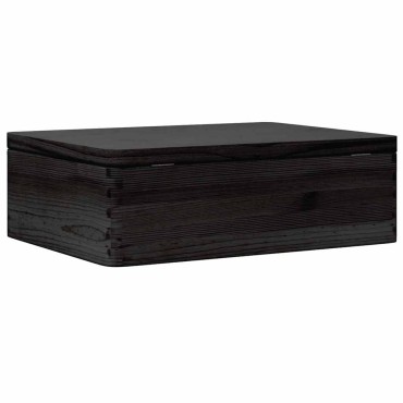 vidaXL Ξύλινο κουτί με καπάκι Μαύρο 40x30x13 cm από μασίφ ξύλο πεύκο