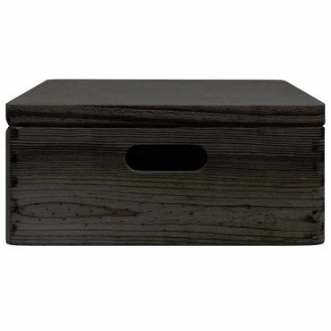 vidaXL Ξύλινο κουτί με καπάκι και λαβές Μαύρο 40x30x13cm