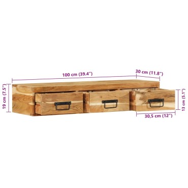 vidaXL Επίτοιχο ντουλάπι τηλεόρασης 100x30x19cm Μασίφ ξύλο ακακίας