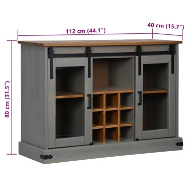 vidaXL Sideboard HALDEN 2 συρόμενες πόρτες γκρι 112x40x80cm 1 τεμ.