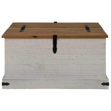 vidaXL Σεντούκι αποθήκευσης HALDEN Λευκό 91x91x47cm Στερεό ξύλο πεύκο