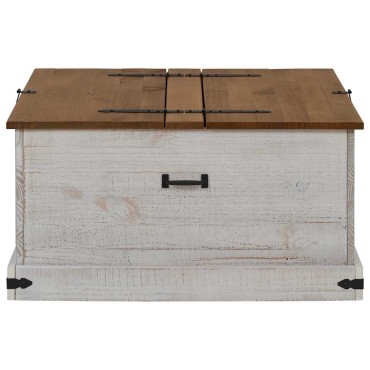 vidaXL Σεντούκι αποθήκευσης HALDEN Λευκό 91x91x47cm Στερεό ξύλο πεύκο