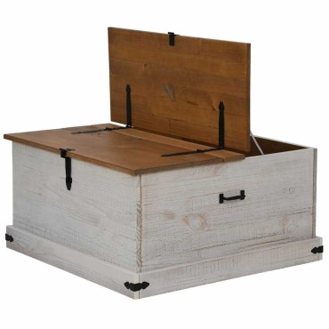 vidaXL Σεντούκι αποθήκευσης HALDEN Λευκό 91x91x47cm Στερεό ξύλο πεύκο