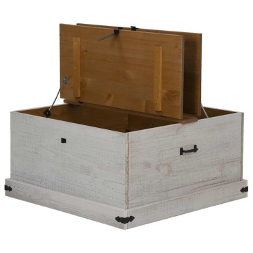 vidaXL Σεντούκι αποθήκευσης HALDEN Λευκό 91x91x47cm Στερεό ξύλο πεύκο