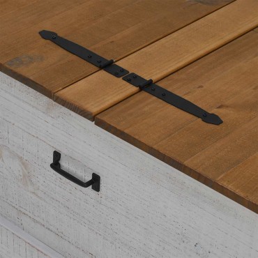 vidaXL Σεντούκι αποθήκευσης HALDEN Λευκό 91x91x47cm Στερεό ξύλο πεύκο