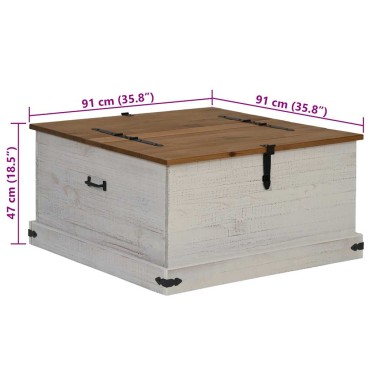 vidaXL Σεντούκι αποθήκευσης HALDEN Λευκό 91x91x47cm Στερεό ξύλο πεύκο