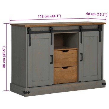 vidaXL Sideboard HALDEN 2 συρόμενες πόρτες γκρι 112x40x80cm 1 τεμ.