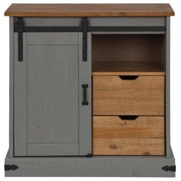vidaXL Sideboard HALDEN με συρόμενη πόρτα γκρι 80x40x80cm μασίφ ξύλο 1 τεμ.