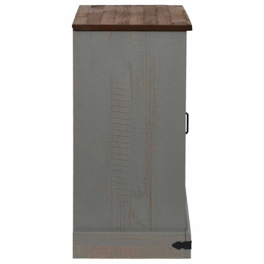 vidaXL Sideboard HALDEN με συρόμενη πόρτα γκρι 80x40x80cm μασίφ ξύλο 1 τεμ.