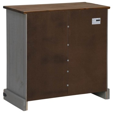 vidaXL Sideboard HALDEN με συρόμενη πόρτα γκρι 80x40x80cm μασίφ ξύλο 1 τεμ.