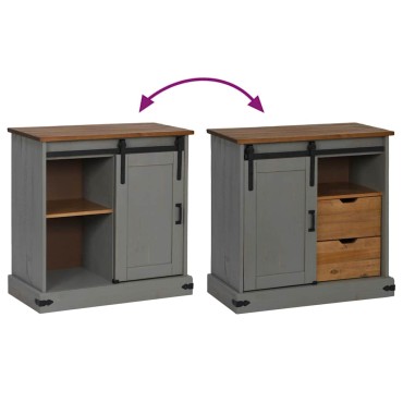 vidaXL Sideboard HALDEN με συρόμενη πόρτα γκρι 80x40x80cm μασίφ ξύλο 1 τεμ.