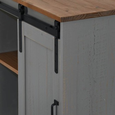 vidaXL Sideboard HALDEN με συρόμενη πόρτα γκρι 80x40x80cm μασίφ ξύλο 1 τεμ.