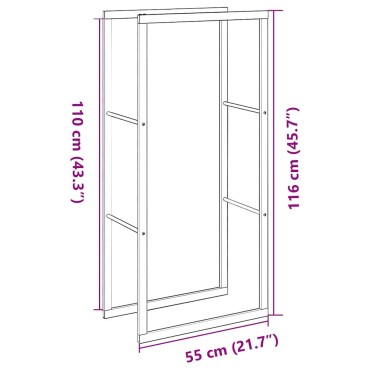 vidaXL Ράφι Καυσόξυλων Μαύρο 55x30x116 εκ. Ατσάλινο