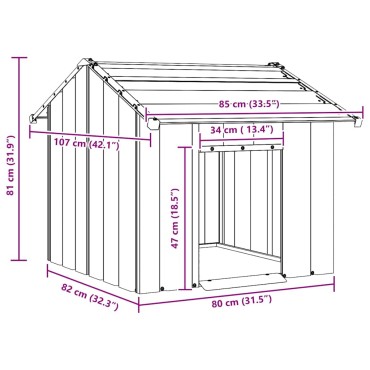 vidaXL Σπιτάκι σκύλου με οροφή 85x107x81 cm Γαλβανισμένος χάλυβας