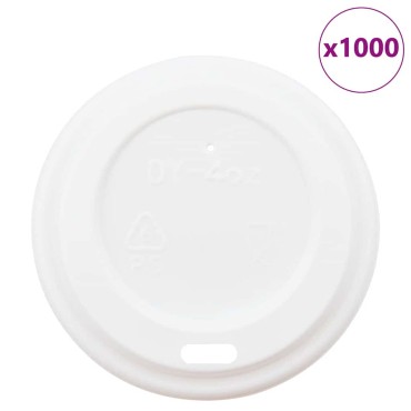 vidaXL Χάρτινα καπάκια καφέ Ø60 mm 4oz 1000 τεμάχια Λευκό πλαστικό