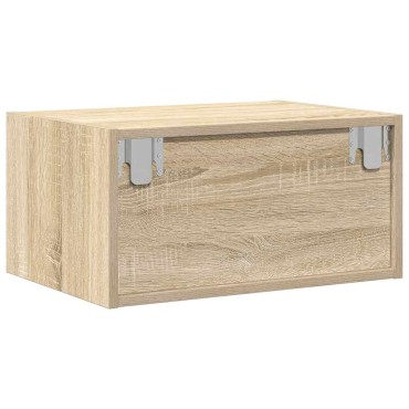 vidaXL Κομοδίνο Επιτοίχιο με Φώτα LED Sonoma Δρυς 51x35,5x25 cm