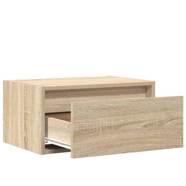 vidaXL Κομοδίνο Επιτοίχιο με Φώτα LED Sonoma Δρυς 51x35,5x25 cm