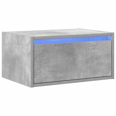 vidaXL Κομοδίνο Επιτοίχιο με Φώτα LED Γκρι Σκυροδέματος 51x35,5x25 cm
