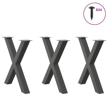 vidaXL Πόδια τραπεζαρίας σε σχήμα Χ 3 τεμ. Ανθρακί 70x(72-73)cm Ατσάλι