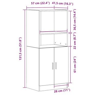 vidaXL Ντουλάπι Κουζίνας Καπνιστή Δρυς 57x41,5x131,5cm Επεξεργ. Ξύλο 1 τεμ.