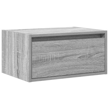 vidaXL Κομοδίνο Επιτοίχιο με Φώτα LED Γκρι Sonoma 51x35,5x25 cm