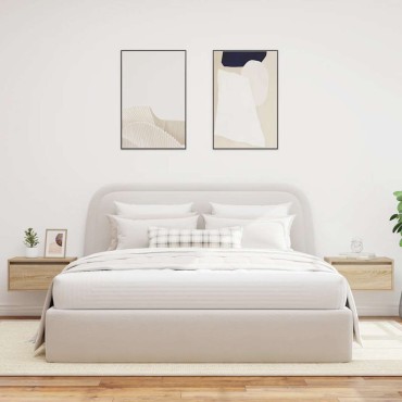 vidaXL Κομοδίνα Επιτοίχια με Φώτα LED 2 τεμ. Sonoma Δρυς 51x35,5x25 cm