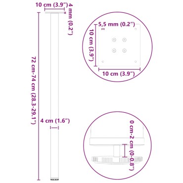 vidaXL Πόδια τραπεζιού κονσόλας 4 τεμ. Μαύρο Ατσάλι