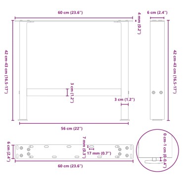 vidaXL Πόδια Τραπεζιού Σαλονιού 2 τεμ. Λευκά 60x(42-43)cm Ατσάλι
