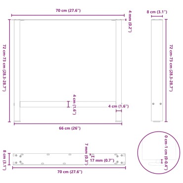 vidaXL Πόδια Τραπεζαρίας 2 τεμ. Λευκά 70x(72-73)cm Ατσάλι