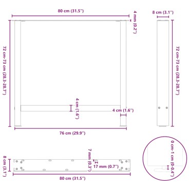 vidaXL Πόδια τραπεζαρίας Ανθρακί 2 τεμ. 80x(72-73)cm Ατσάλι