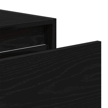 vidaXL Κομοδίνο Επιτοίχιο με Φώτα LED Μαύρο Δρυς 51x35,5x25 cm