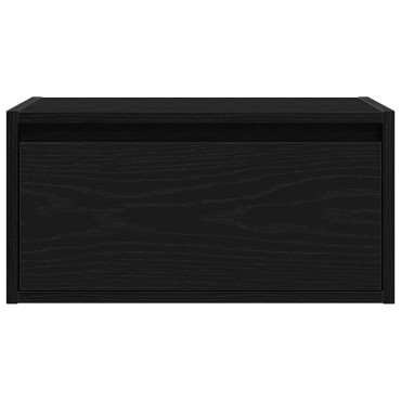 vidaXL Κομοδίνο Επιτοίχιο με Φώτα LED Μαύρο Δρυς 51x35,5x25 cm