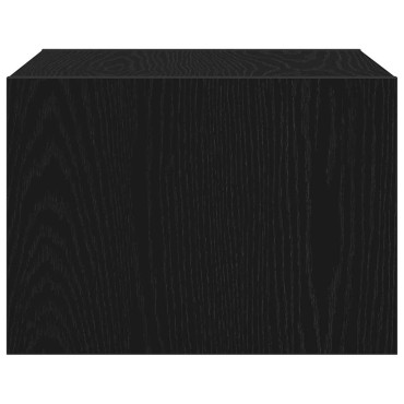 vidaXL Κομοδίνο Επιτοίχιο με Φώτα LED Μαύρο Δρυς 51x35,5x25 cm