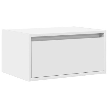 vidaXL Κομοδίνο Επιτοίχιο με Φώτα LED Λευκό 51x35,5x25 cm