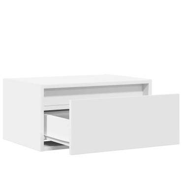 vidaXL Κομοδίνο Επιτοίχιο με Φώτα LED Λευκό 51x35,5x25 cm